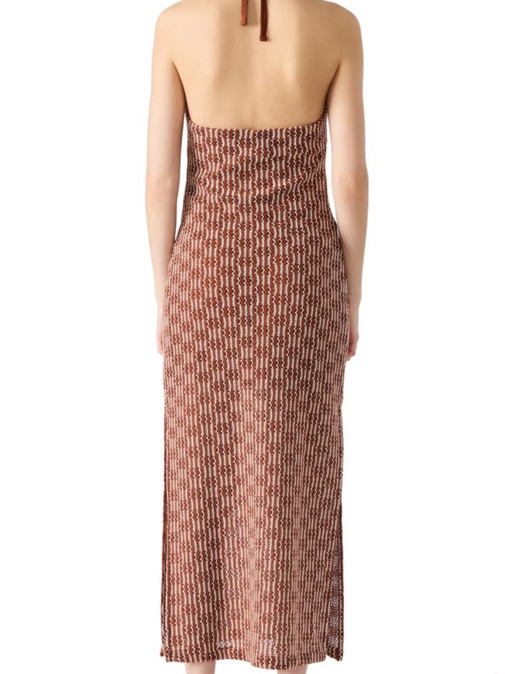 Steve Madden Tatum Halter Knit Maxi Dress in Rust Stripe - Picture 4 of 4